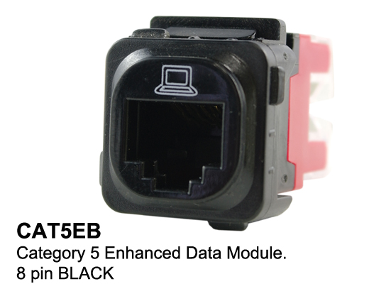 Connected Cat5e Mech Black Fits Clipsal, Connected, SPARKELEC Wall Plates