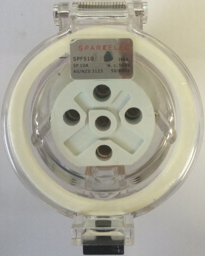 Sparkelec 5 Pin 10amp Female Extension Socket IP66 - Three Phase - Impact And Chemical Resistant
