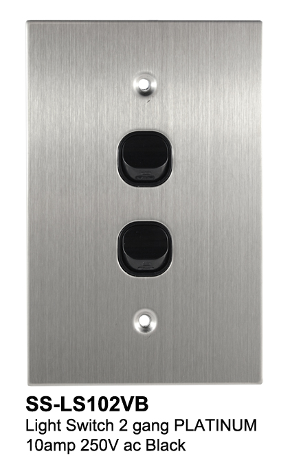 2 Gang Switch Stainless Steel Black - Connected Switchgear