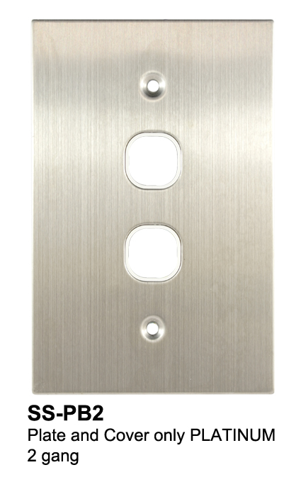 2 Gang Grid & Plate Stainless Steel White - Connected Switchgear
