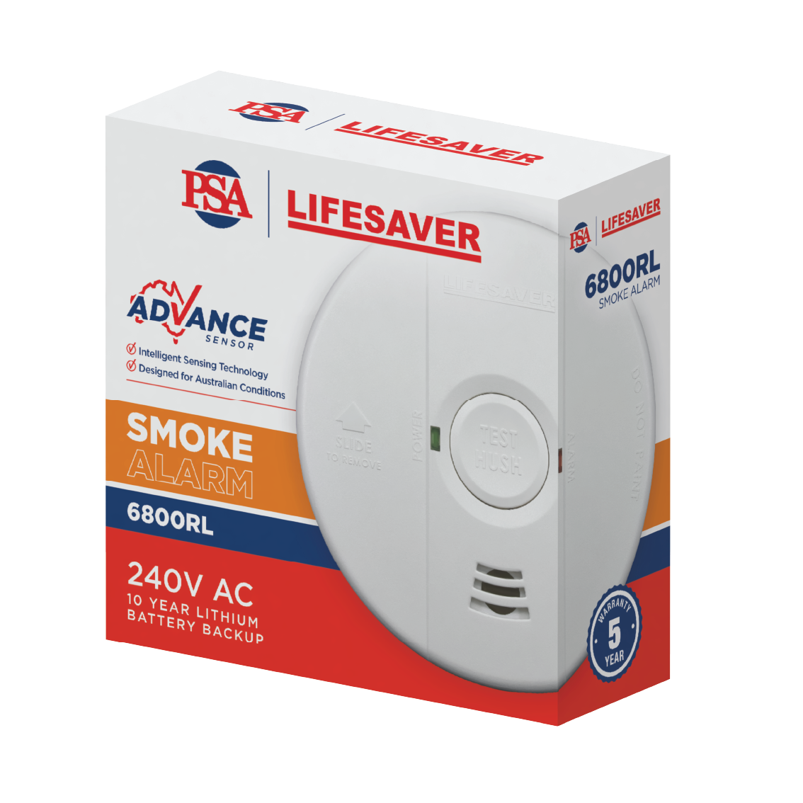 PSA Photoelectric Smoke Detector 240V with Rechargeable Lithium Battery NEW 2023 MODEL - LIF6800RL