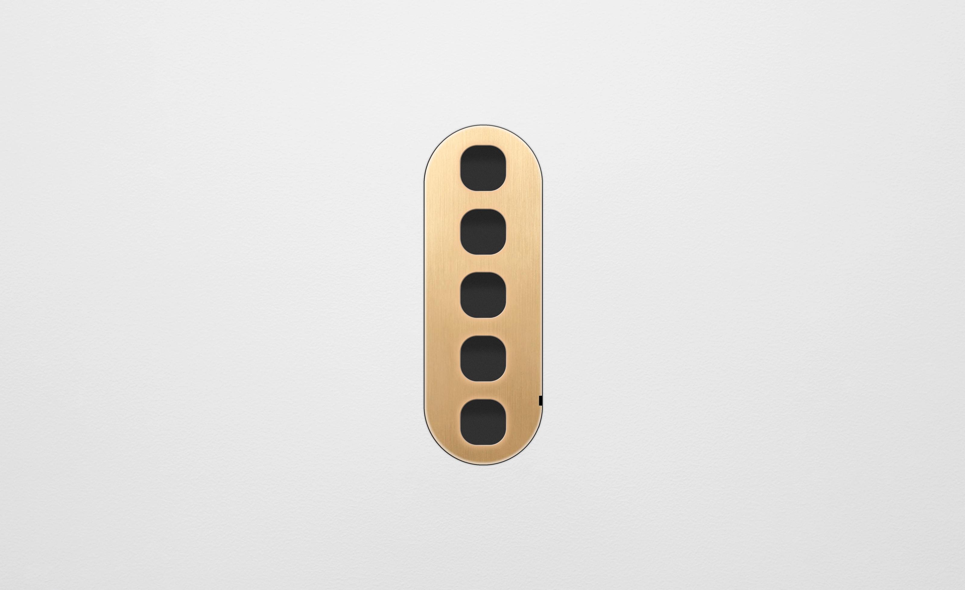 ZETR 5 Gang Faceplate C Shape Natural Brass  - 13-5FC-NB0