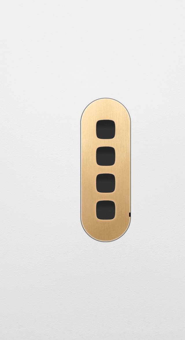 ZETR 4 Gang Faceplate H Shape Natural Brass  - 13-4FH-NB0