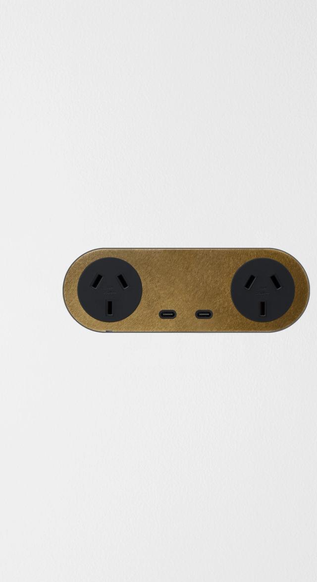 ZETR Double Outlet USBC Faceplate Aged Brass, Black - BLACK - 13-O-USBC-B-AB1