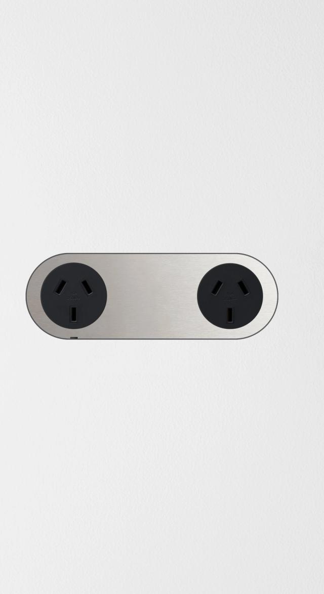 ZETR Double Outlet Faceplate Steel, Black - BLACK - 13-O-B-SS8