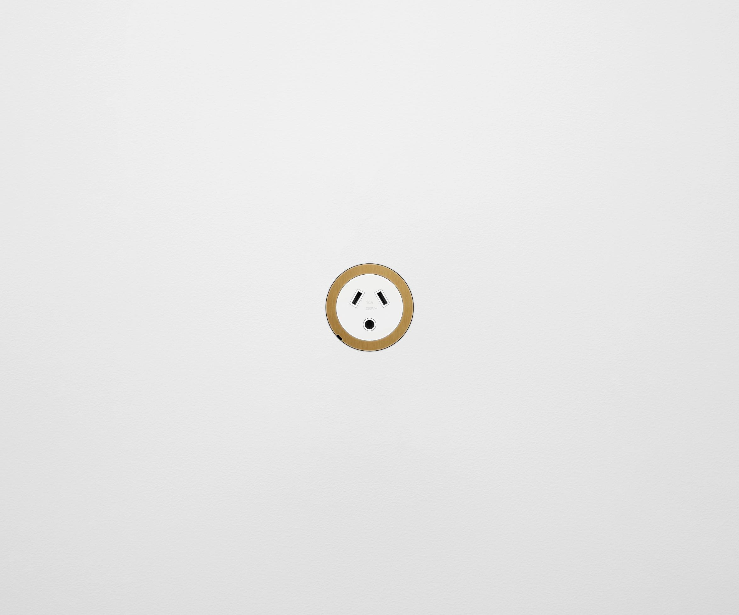 ZETR Single Outlet Round Pin Faceplate Brass, White - WHITE - 48-O-RPE-W-BR5