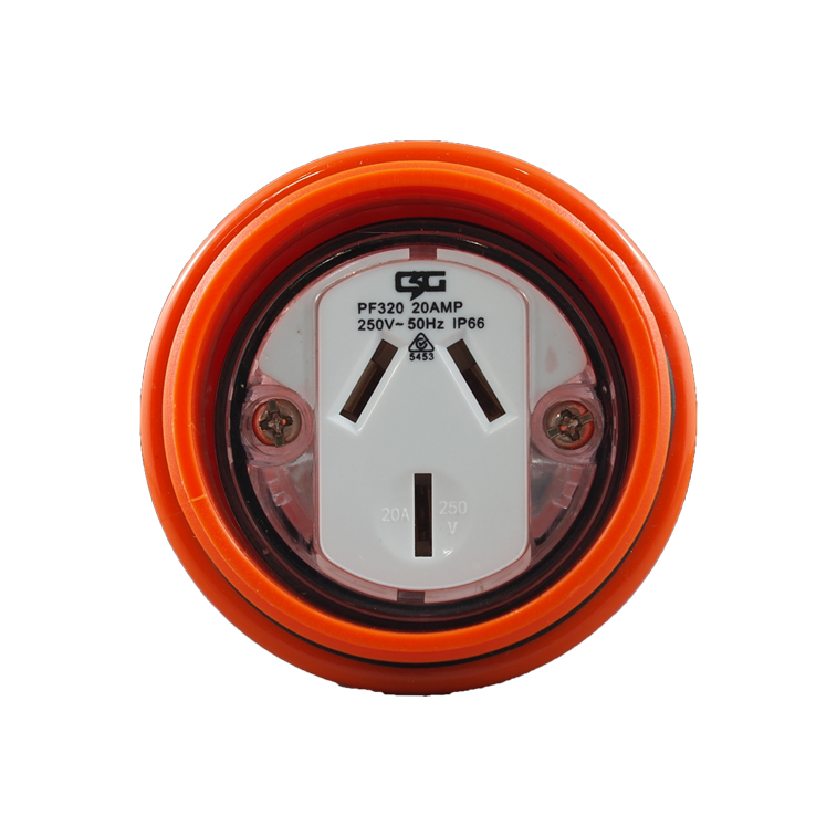 Sparkelec 3 Pin 20amp FLAT INFemale Extension Socket IP66 - Single Phase - Impact And Chemical Resistant