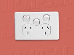 Double GPO Power Point with Extra Switch White 10amp C2025XA - Clipsal