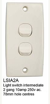 2 Gang Architrave Switch White Old Style 78mm  - Connected Switchgear LSIA2A