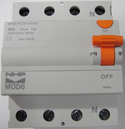 NHP 4 Pole 40amp RCD Residual Current Device MOD6
