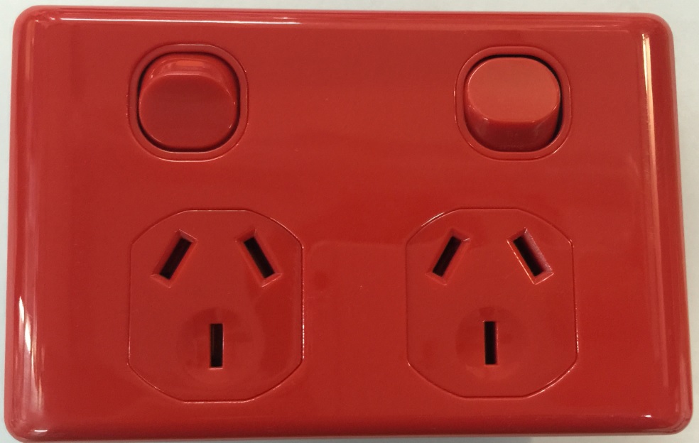 Red Double Power Point 10 AMP - Connected Switchgear B-POD10R