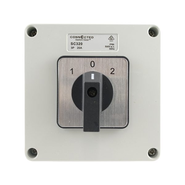 3 Pole 20 AMP, 3 POSITION CHANGE OVER SWITCH IP66 RATED - CONNECTED SWITCHGEAR