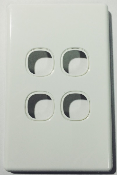 4 Gang Slimline Switch Plate White - 5 Years Replacement Warranty