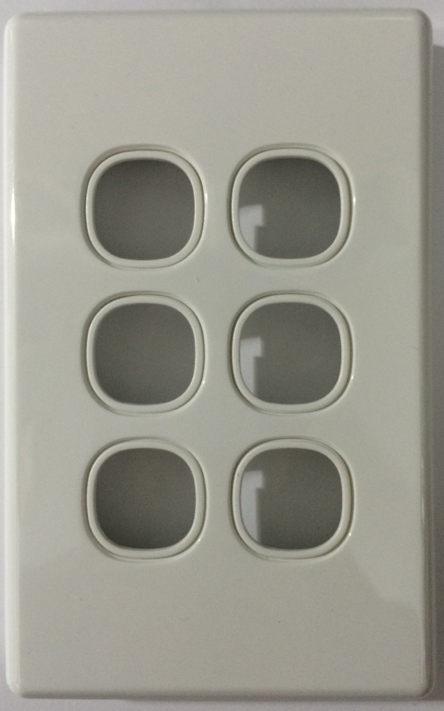 6 Gang Classic Switch Plate White - 5 Years Replacement Warranty