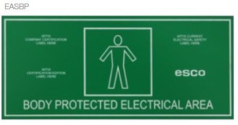 Body Protected Electrical Area Sign Green / White -EASBP