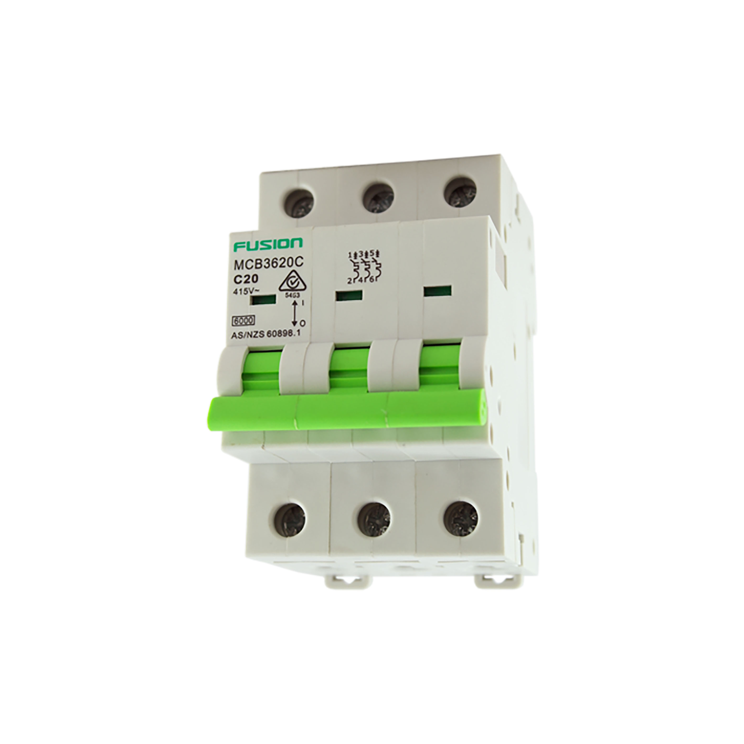 Connected 3 Phase 25amp D Curve Circuit Breaker 6kA - MCB3625D