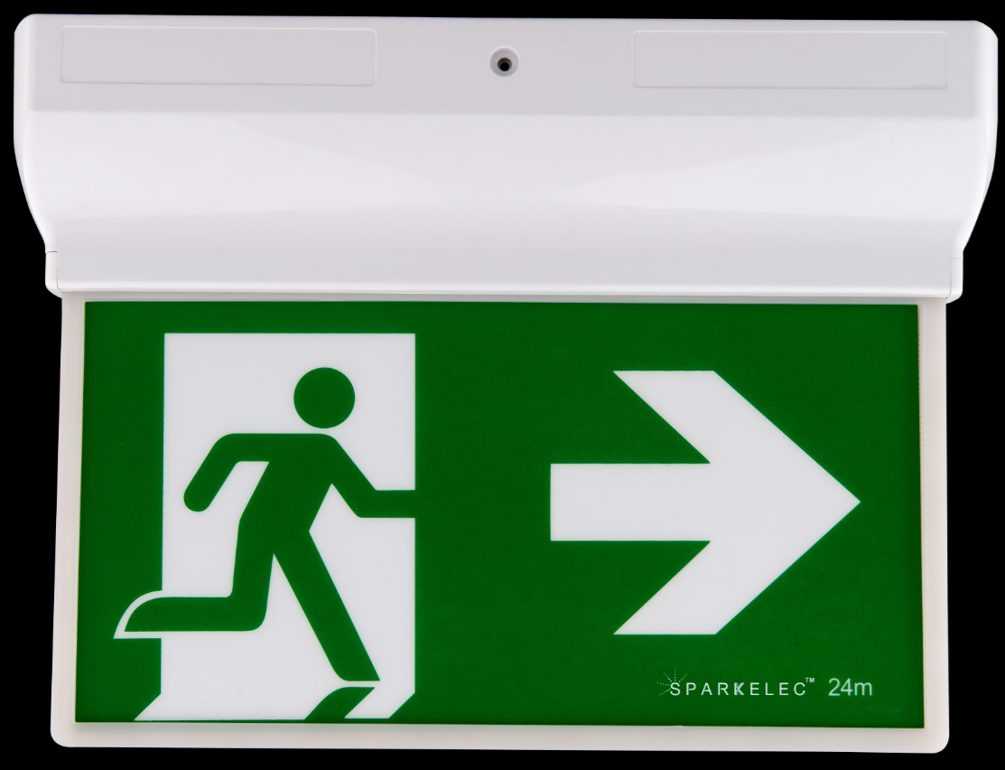 SPARKELEC SLIMLINE Universal Wall & Ceiling Mount LED Exit Sign Gen2 Lithium LiFePO4 Battery - SP2003WH