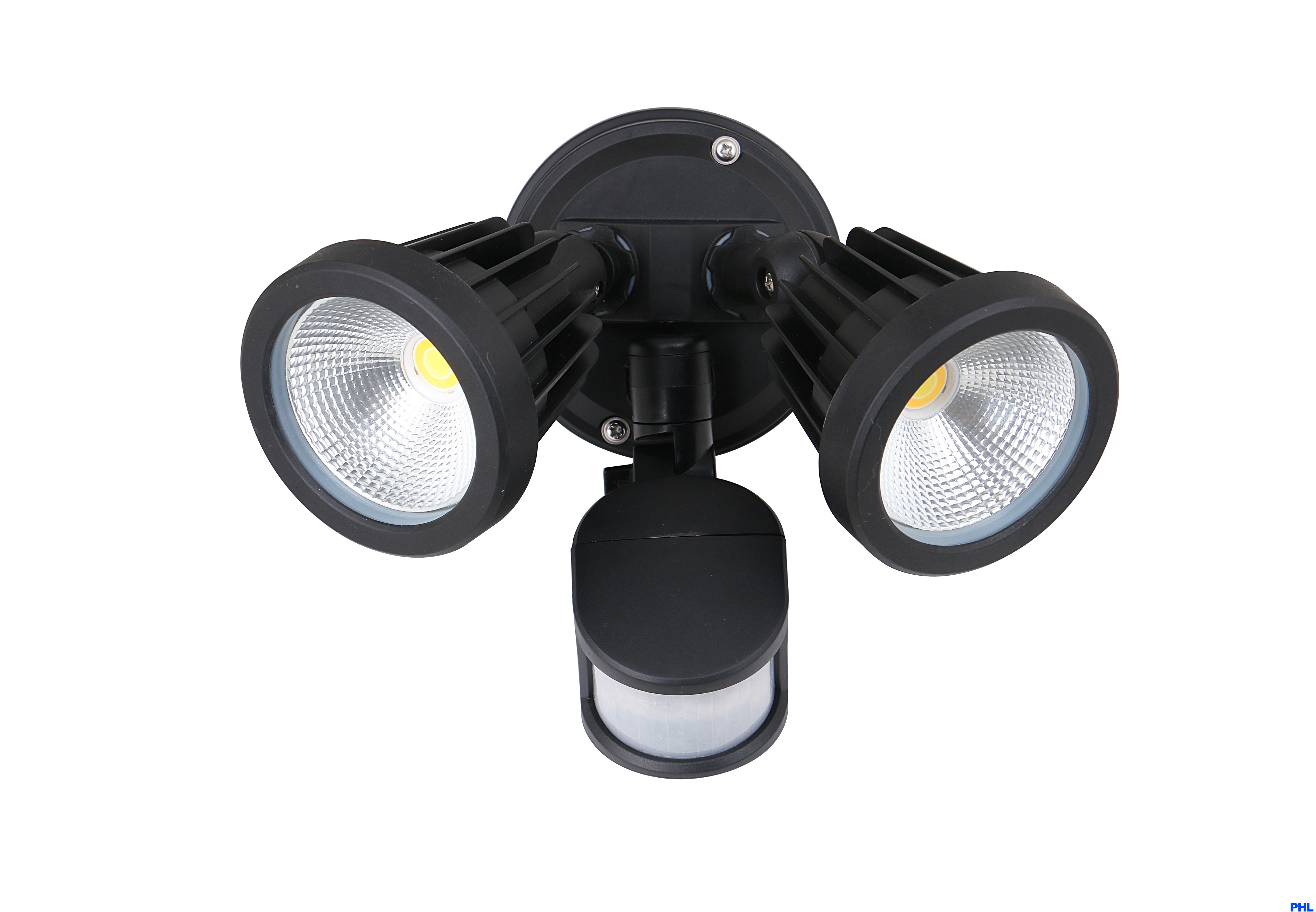 Twin LED SPOT Light *TRI-COLOUR* with Inbuilt Sensor Black IP65 Rated