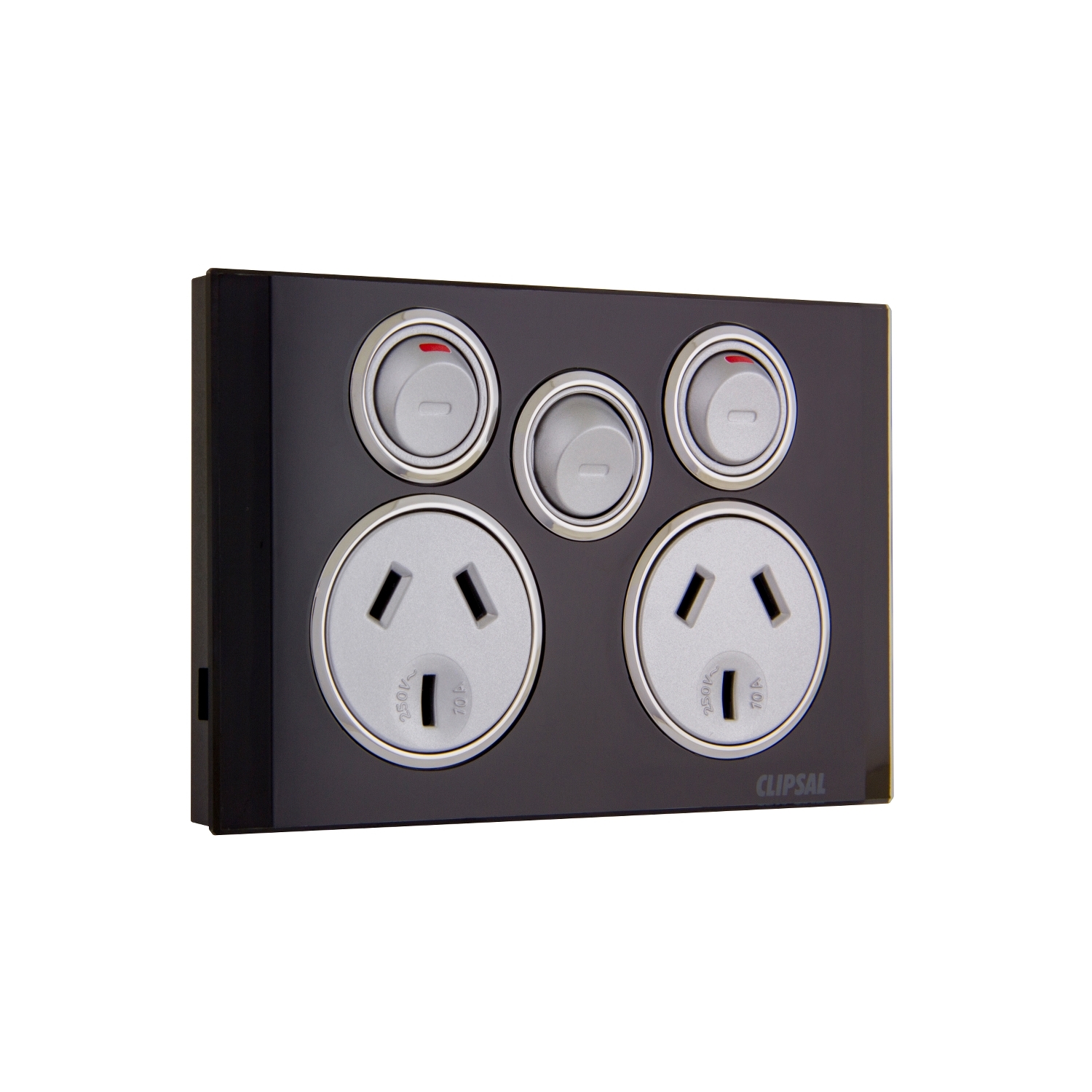 Double Power Point WITH REMOVABLE EXTRA SWITCH  *ESPRESSO BLACK* - 4025XA-EB