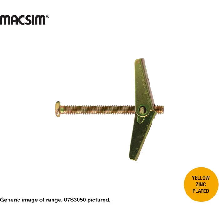Macsim 4mm (3/16") x 75mm (3") Spring Toggle 1 BOX OF 100 - 07S5075