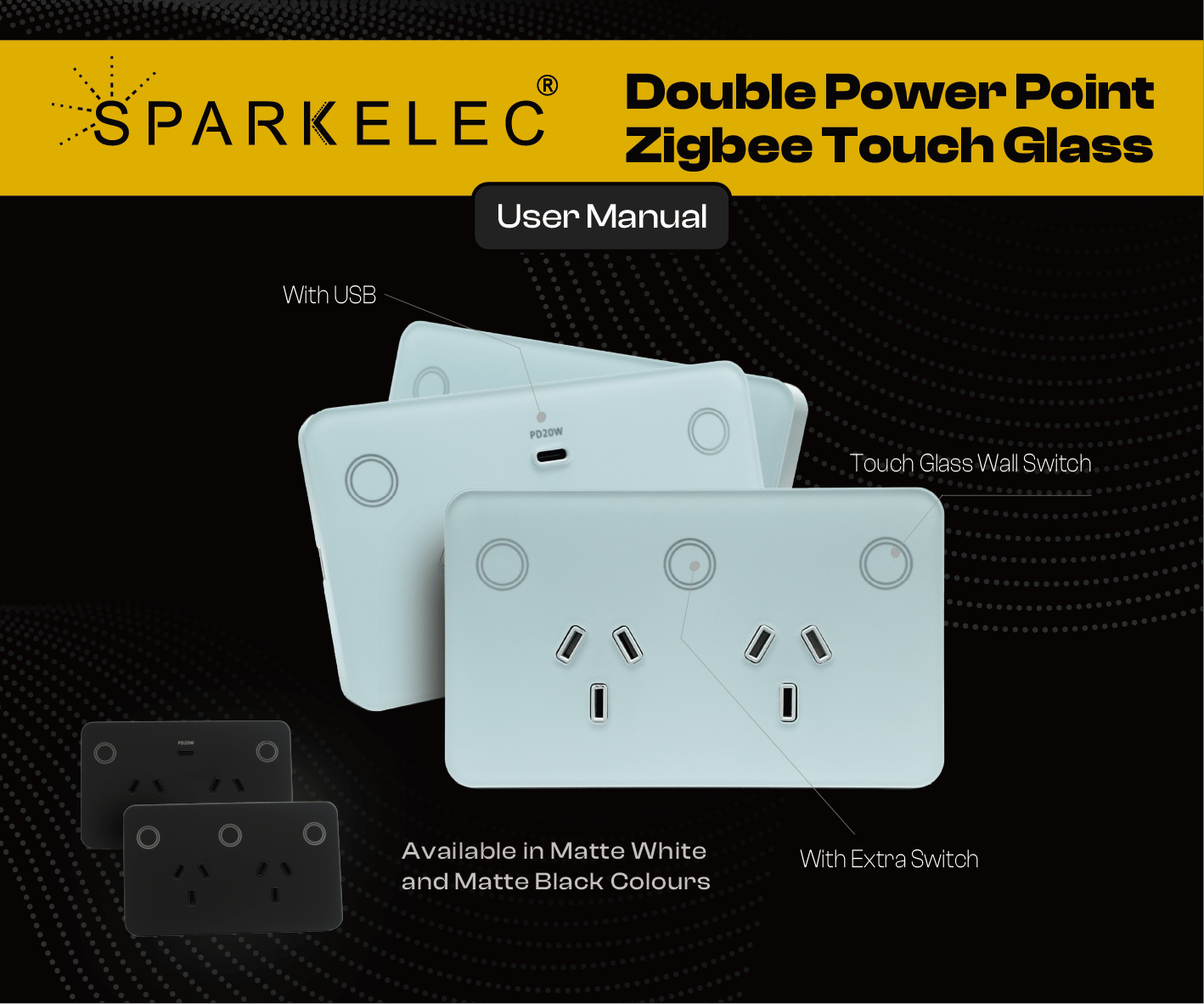 Double Power Point Zigbee Touch Glass